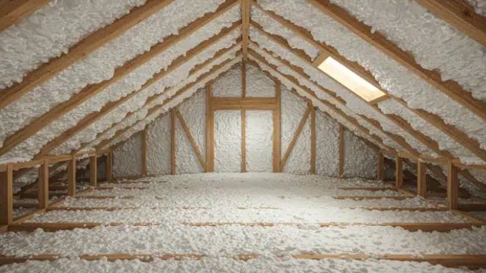 Attic Air Sealing installation detail by Mustang Insulation Services