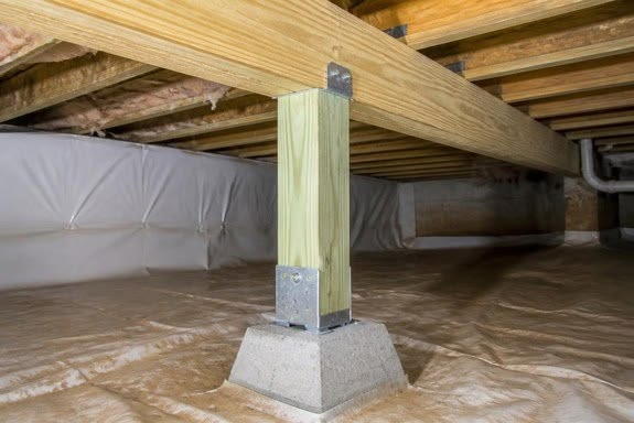 Crawlspace & Pier-and-Beam installation detail by Mustang Insulation Services